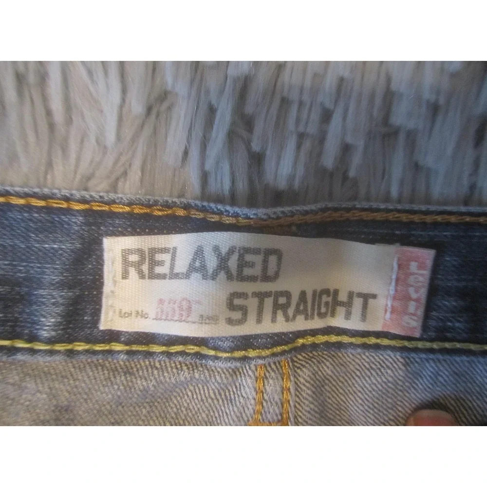 Levis 559 Jeans Mens 44x30 Blue Relaxed Straight Denim Medium Distressed Cuffs